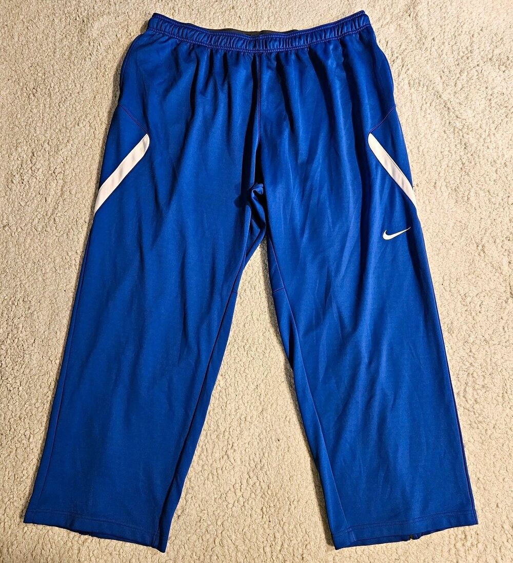 Nike Dri-FIT Mens 4XL Blue Track Pants Polyester Knit Zip Pocket 32in Inseam